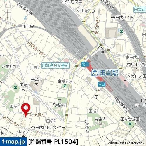 北区田端３丁目の賃貸マンションの地図| 