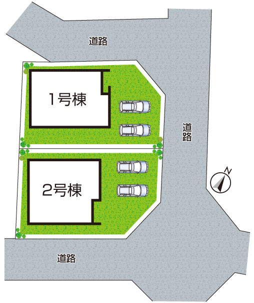 ★近江八幡市八幡町　新築一戸建ての区画図|全２区画