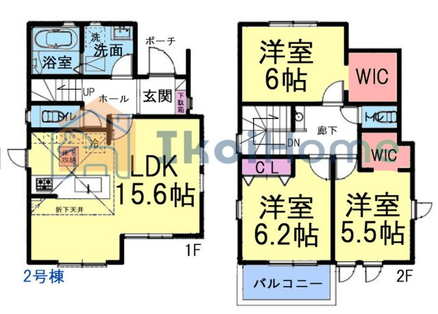明石市西明石町2丁目　全2棟2号棟　新築戸建の間取り|●年中無休：当日予約可●３LDKの間取りです！全室洋室！収納全室完備！バルコニーは広々しております♪