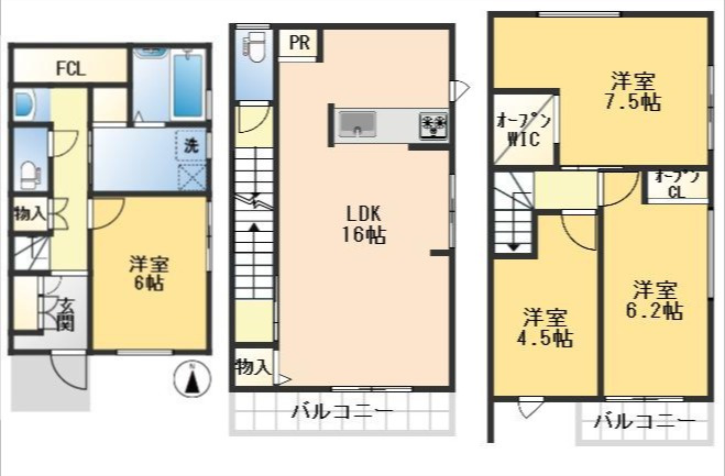 摂津市鳥飼本町5丁目　新築戸建の間取り