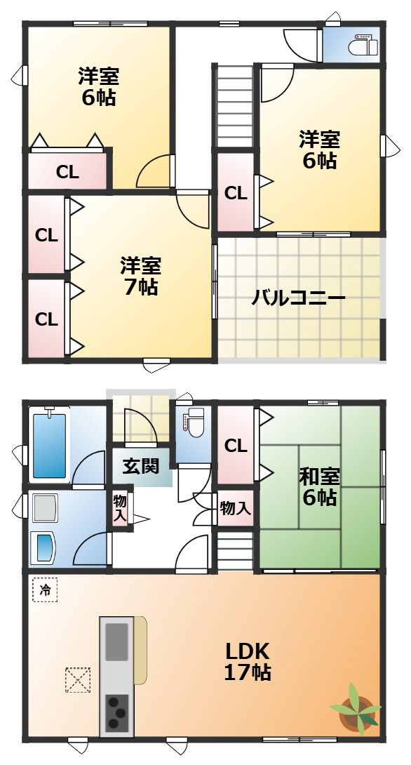 CRADLEGARDEN那須塩原市若草町第9の間取り|南向きで陽当たりの良い間取りです