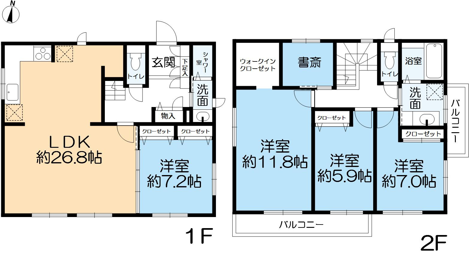 芦屋市涼風町戸建の間取り