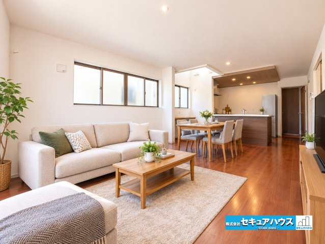 【今からご案内可能】知多市つつじが丘3丁目の居間・リビング|【LDK】※家具はイメージです。
◆日当たりが良く温かい広々リビングは家族の団らんスペースになります。