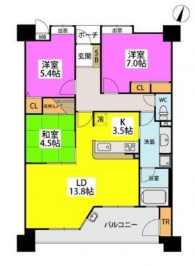 福岡市早良区藤崎１丁目の賃貸マンションの間取り|間取り図