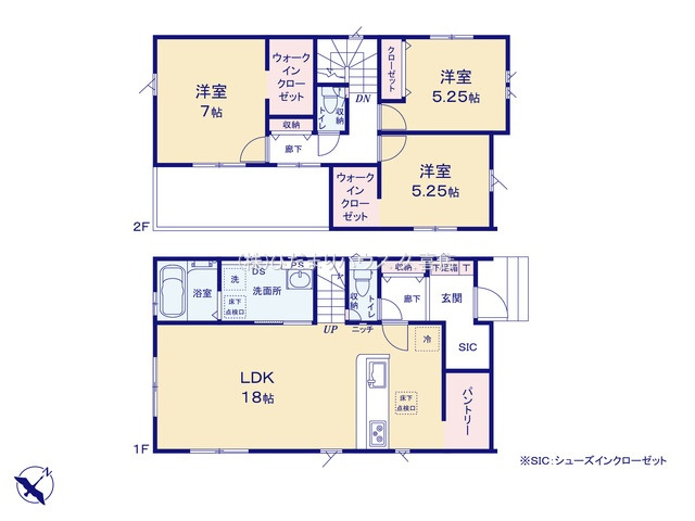 久喜市三箇５期　新築一戸建て　03　グラファーレの間取り|リビング階段で家族の帰りが分かる安心の間取りです♪