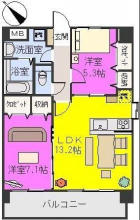 福岡市博多区吉塚４丁目の賃貸マンションの間取り|間取り図