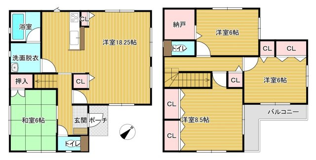 桶川市神明　中古戸建ての間取り