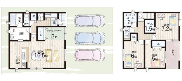 揖保郡太子町鵤　第7期　新築一戸建ての間取り|2号地