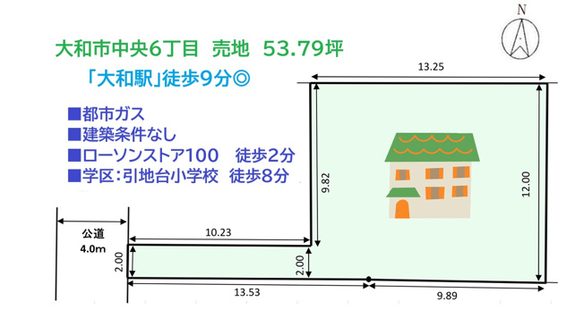 【土地図】 | こちらは、ゆとりあるお住まいを考えらる土地面積177.82平米◎　
近隣商業施設も豊富で暮らしやすい環境が整っております！