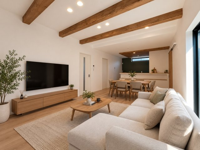 葛城市笛堂 ３号地 の居間・リビング|※家具・小物はAIで配置しています
