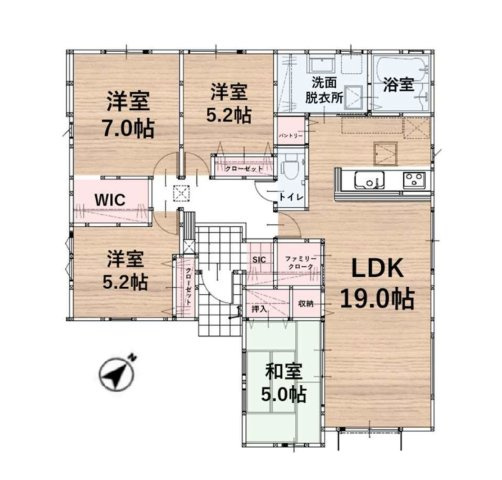 福岡市早良区野芥5丁目第2-1棟（1号棟）の間取り|全居室収納付きで便利です。