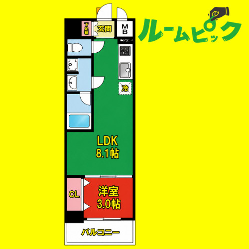 セノアタワー泉　名古屋市賃貸　仲介手数料無料の間取り