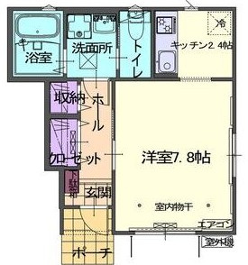 Casa　BlommaⅡの間取り|ひとり時間を、ちょうど心地よく過ごせる1K。
