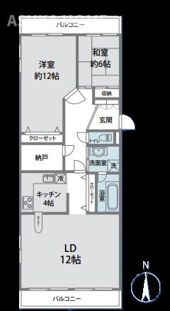 ライオンズマンション戸部の間取り|全居室は２面採光、玄関ホールは広く、両面バルコニー南向き１０階、明るく通風良好な間取り、納戸も有り。