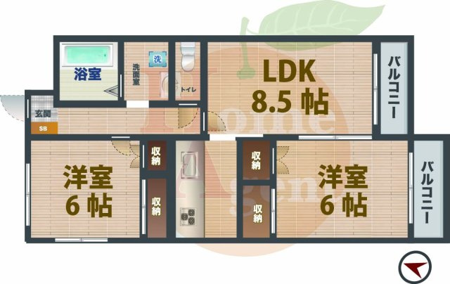 【間取り】 | エスパース　アンティーム | 2LDKのお部屋です。
