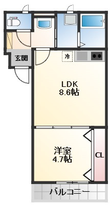 MISTRAL手柄山平和公園駅前の間取り