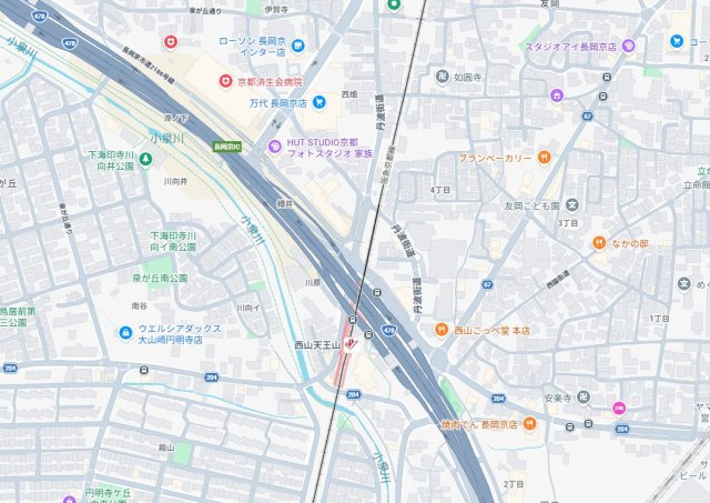 長岡京市友岡　新築一戸建ての地図