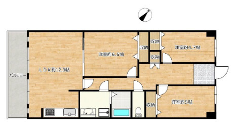 藤和東加古川ハイタウンC棟　7階の間取り|3LDKです。
