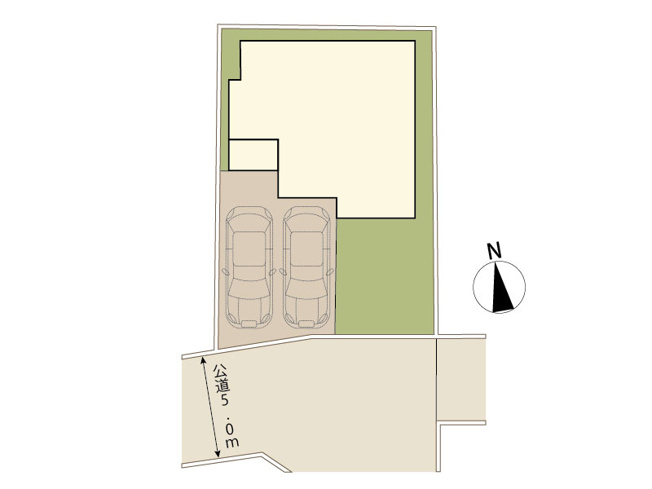 【区画図】 | 朝霞市岡3丁目　新築一戸建住宅　全1棟（朝霞店） | 南側道路に面しているため、採光・通風良好です！駐車スペースは2台駐車可能で、セカンドカーの購入や来客時も安心です。