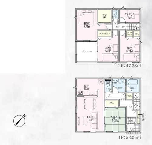 【間取り】 | 行田市藤原町　新築戸建　全2棟　2号棟