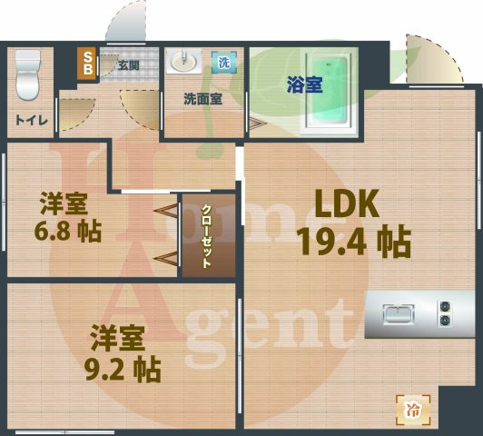 【間取り】 | Lokahi　Nakano | 2LDKのお部屋です。