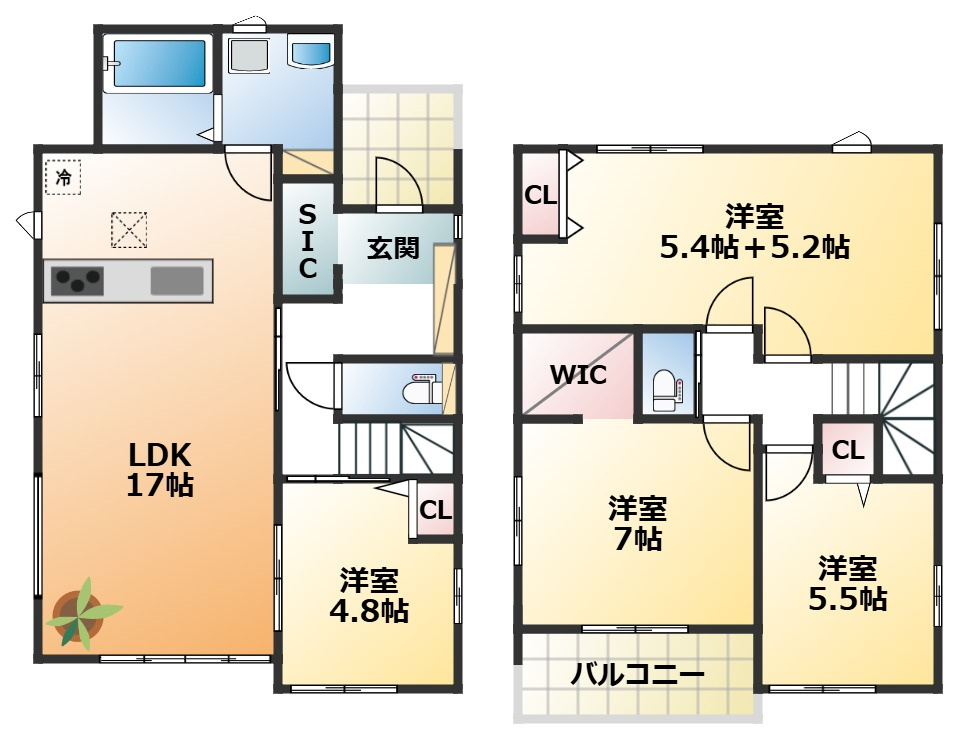 リガーレ宇都宮市鶴田町28期の間取り|南向きで陽当たりの良い間取りです