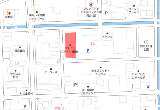 岡山市北区野田　マンションの地図
