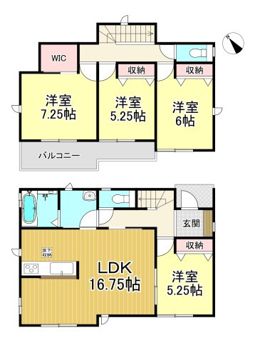 知多市新知字南新生　全6棟　B号棟の間取り|B号棟　4LDK+WIC☆