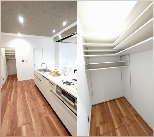 神戸市垂水区狩口台　新築戸建てのキッチン|キッチン横パンドリー付