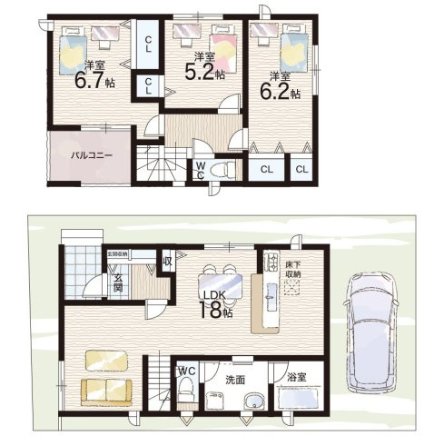 尼崎市大庄中通　第8期　新築一戸建ての間取り|1号地