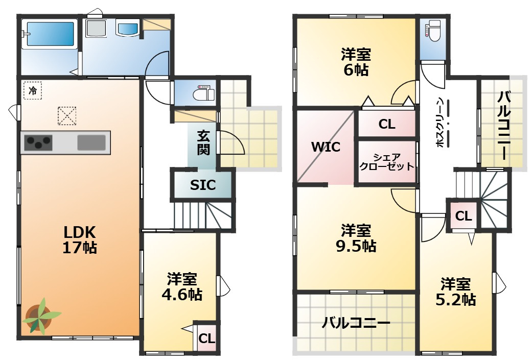 リガーレ宇都宮市鶴田町28期の間取り|南向きで陽当たりの良い間取りです
