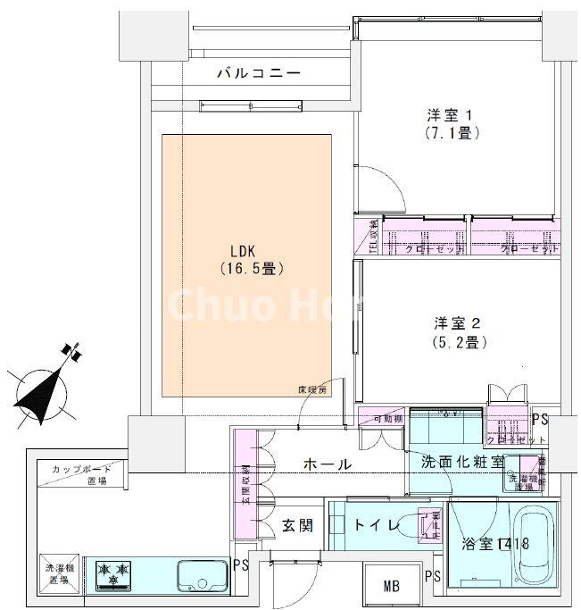 オリゾンマーレの間取り|14階部分・日当たり・通風・眺望良好。新規リフォーム施工が完了いたしましたのでいつでも内覧が可能です。
