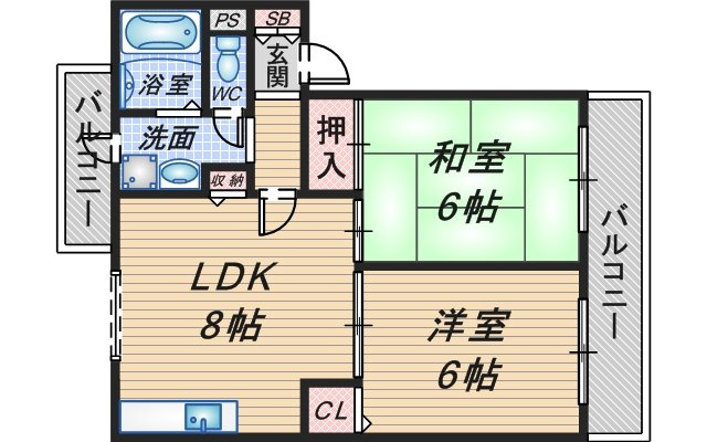 アヴィタシヨン岡町の間取り