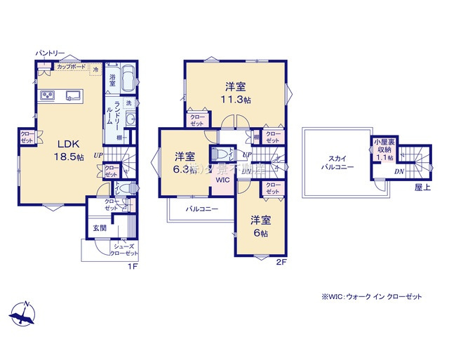 《仲介手数料無料》見沼区大字南中野1180-5新築一戸建ての間取り