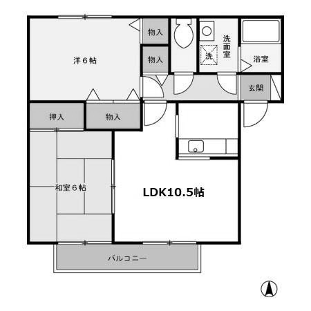 【間取り】 | カーサ城之内 B
