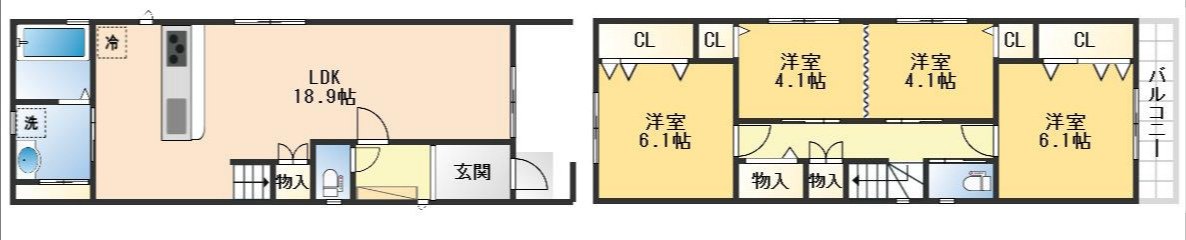 豊中市長興寺北3丁目　新築戸建の間取り