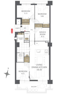 【間取り】ラ・ヴェール芦屋Ⅱ4号棟 
