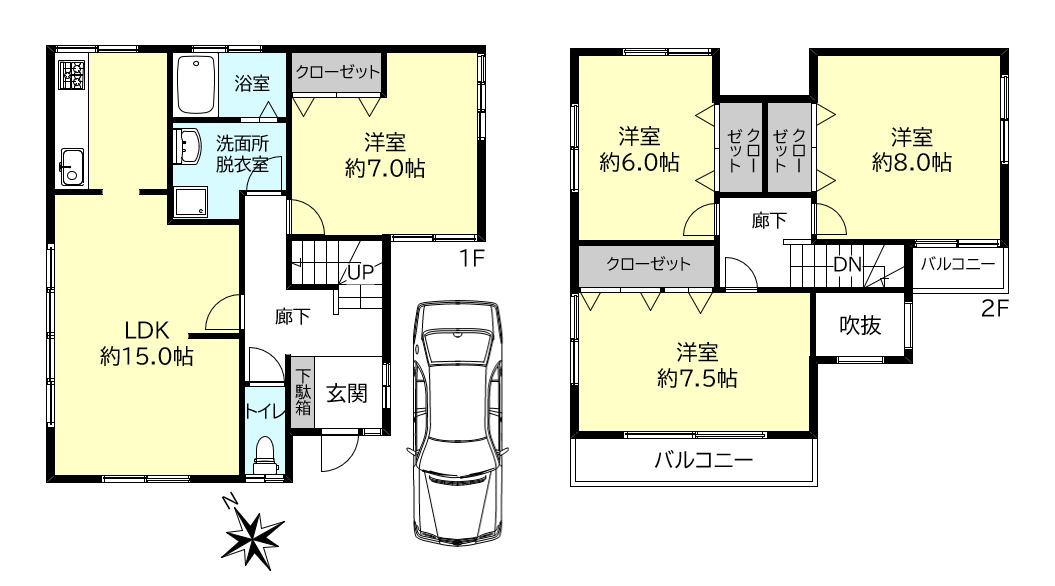 明石市魚住町清水戸建の間取り