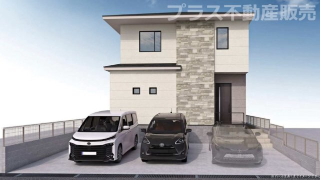 【外観】 | 福岡市東区雁の巣2丁目8期　1号棟（全1棟）【仲介手数料無料・0円】 | 完成イメージの外観パースです。