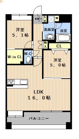 熊本市中央区春竹町大字春竹の賃貸マンションの間取り