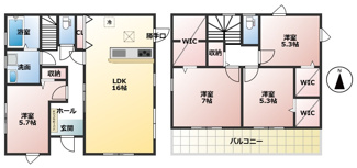【間取り】 | 岐阜市河渡新築建売全5棟！長期優良住宅！耐震等級3・住宅性能評価書取得した安心安全なお家です♪ | 岐阜市河渡新築建売全5棟！長期優良住宅！耐震等級3・住宅性能評価書取得した安心安全なお家です♪