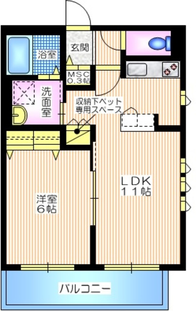 プランドールの間取り|キッチンファニチャー付の広々とした１LDK♪