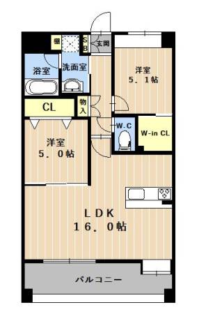 熊本市中央区春竹町大字春竹の賃貸マンションの間取り