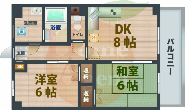 【間取り】 | テルマール・タカセ | 2DKのお部屋です。