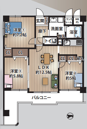 ライオンズマンション東花園の間取り