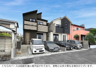 【外観パース】 | 本パースは、イメージ図につき、風景、建物、植栽などについては施工後の現物との差異が生じます
つきまして本パースによって生じたいかなる損害については一切責任を負いません