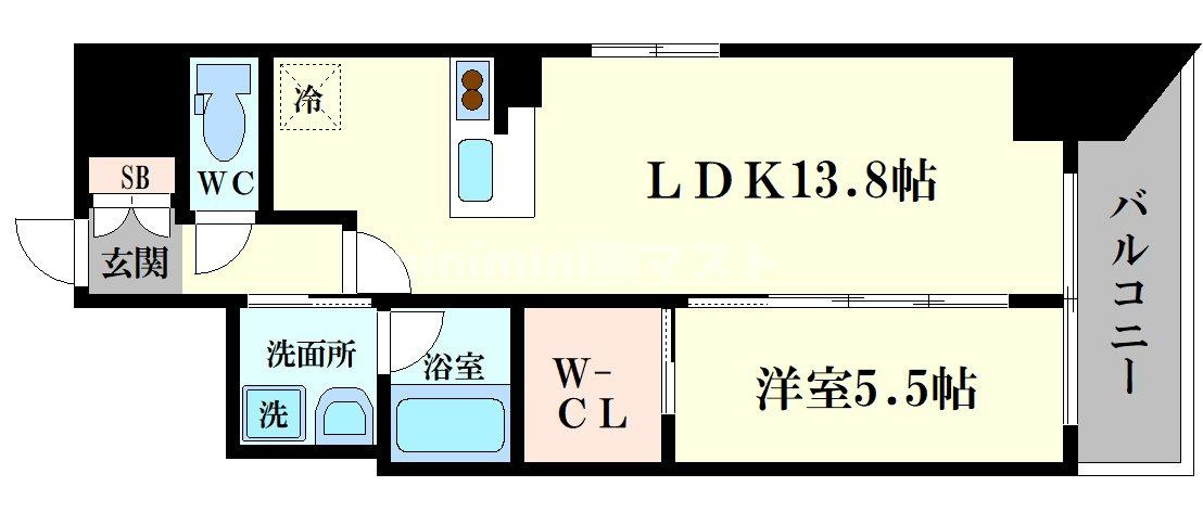 レジュールアッシュ谷町四丁目グランクラスの間取り