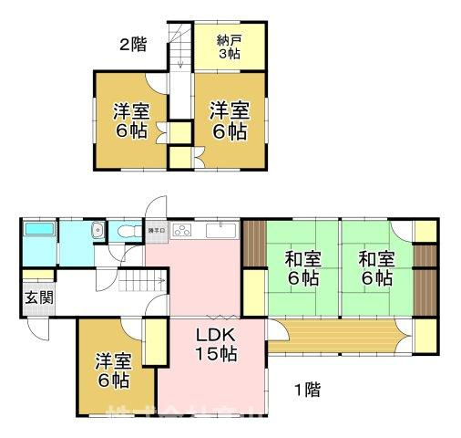 直方市大字上頓野の一戸建ての間取り