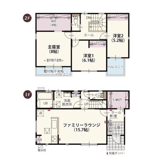 土浦市荒川沖西第2期　新築戸建　3号棟の間取り