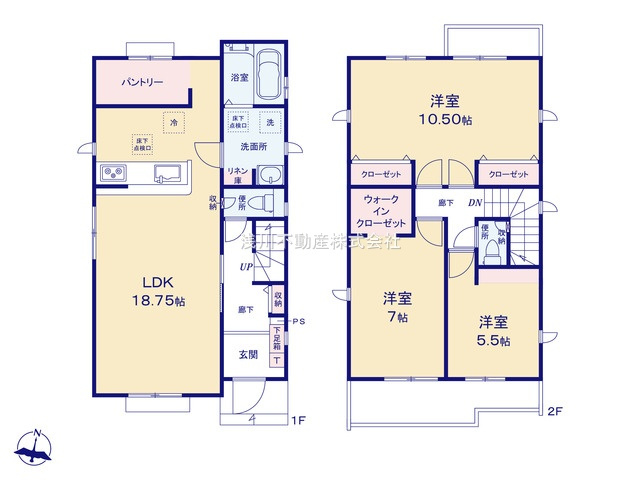 八王子市　石川町　新築一戸建て　７期の間取り|～南向き3LDK　大型パントリーなど収納豊富、4LDK対応も可能な間取りです～